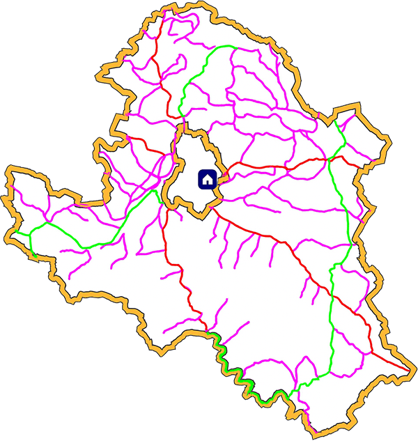 Mapa sieci dróg powiatu nowosądeckiego